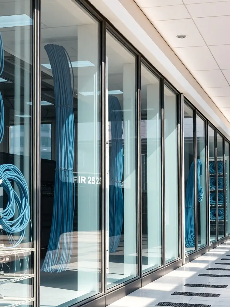 A series of retail stores with identical network setups, emphasizing consistency across multiple locations.