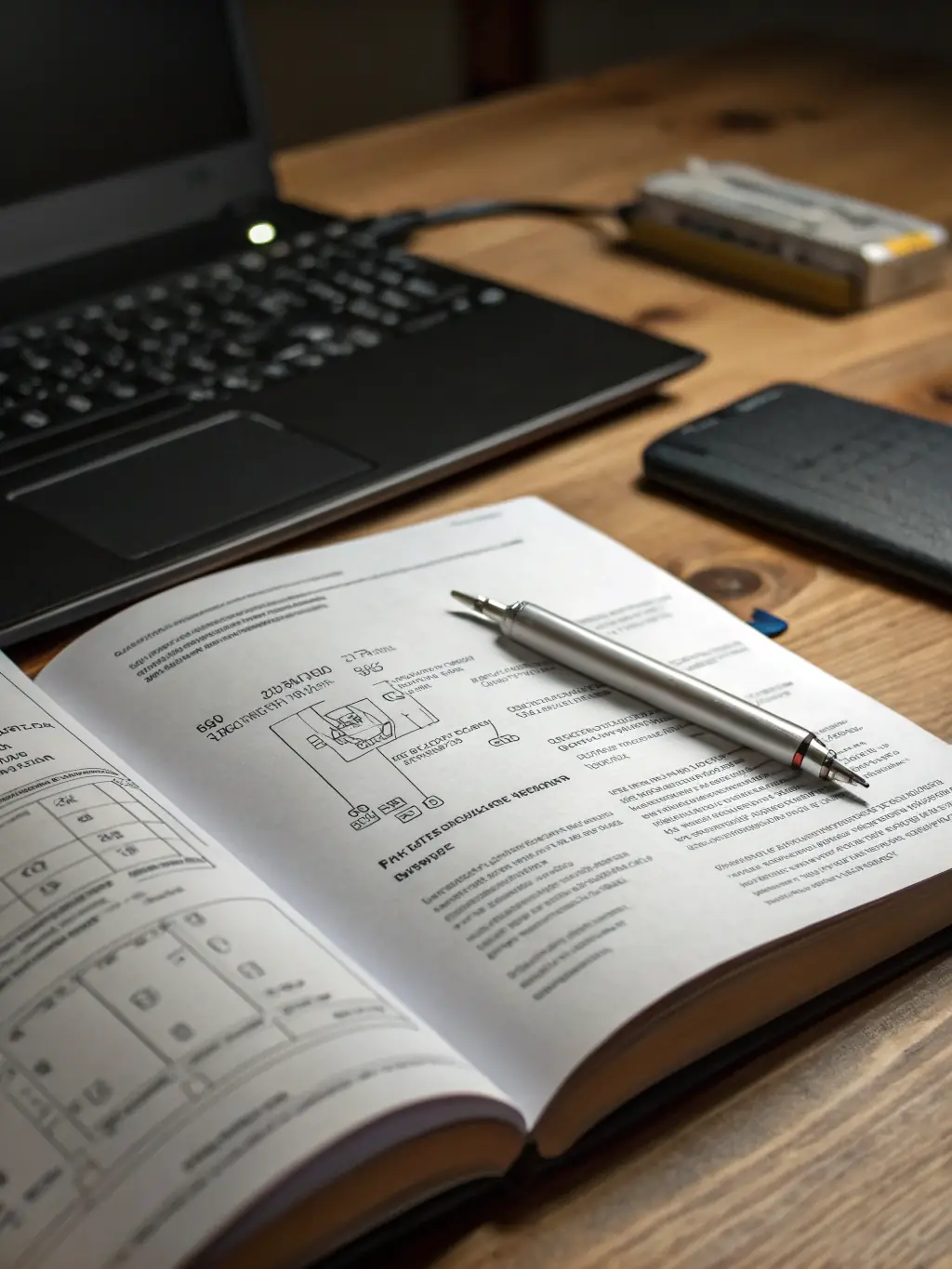 A neatly organized binder containing network documentation and diagrams, ready for client handover.