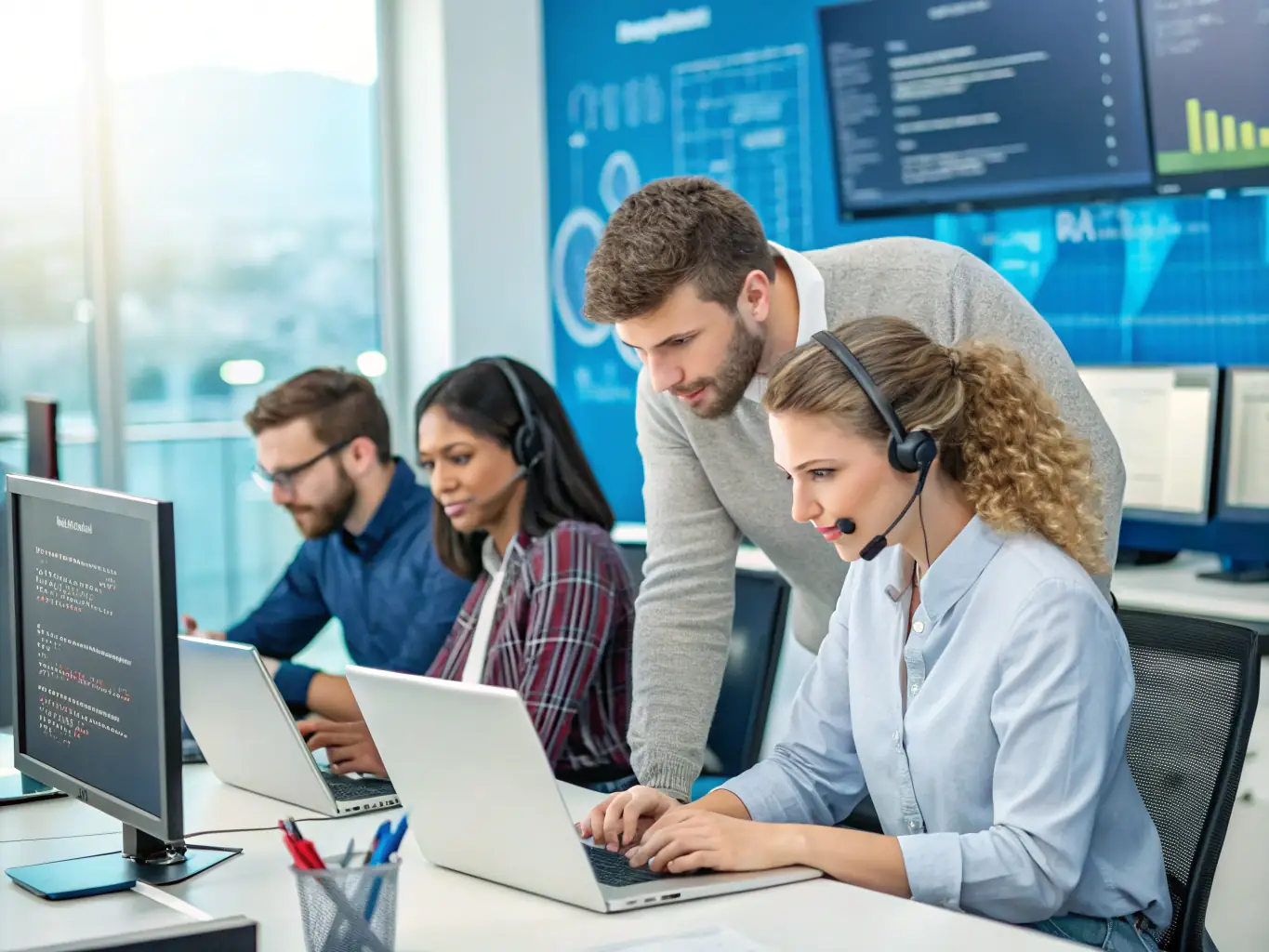 A support team member in Atlanta providing remote assistance to a client, highlighting Network Cabling Atlanta's commitment to fast response times and nationwide support.