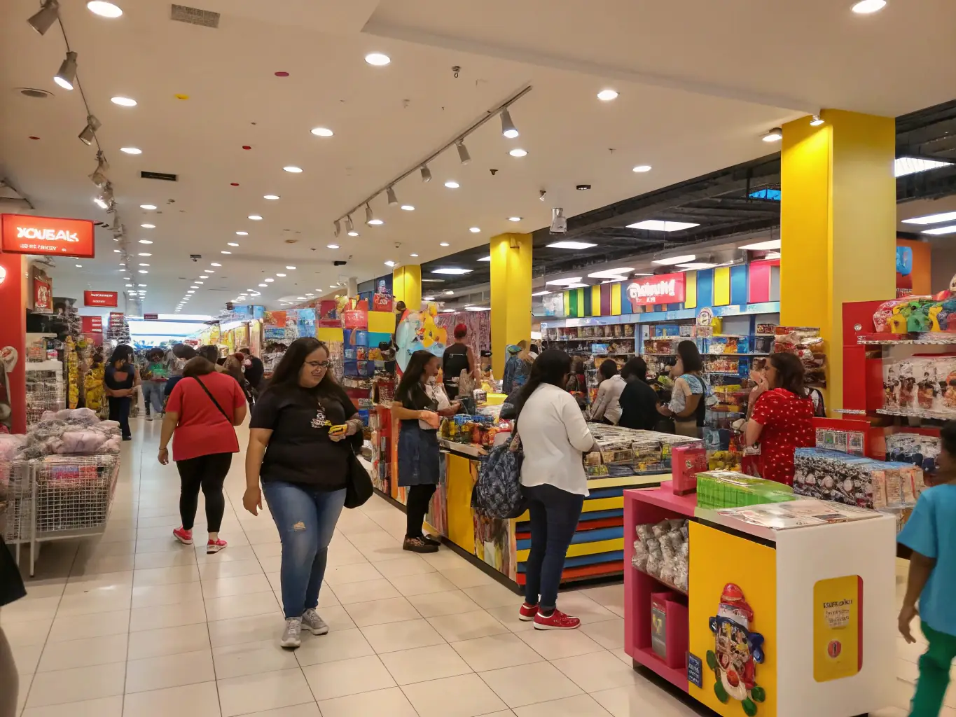 A vibrant retail store with customers browsing products, representing retail environments.