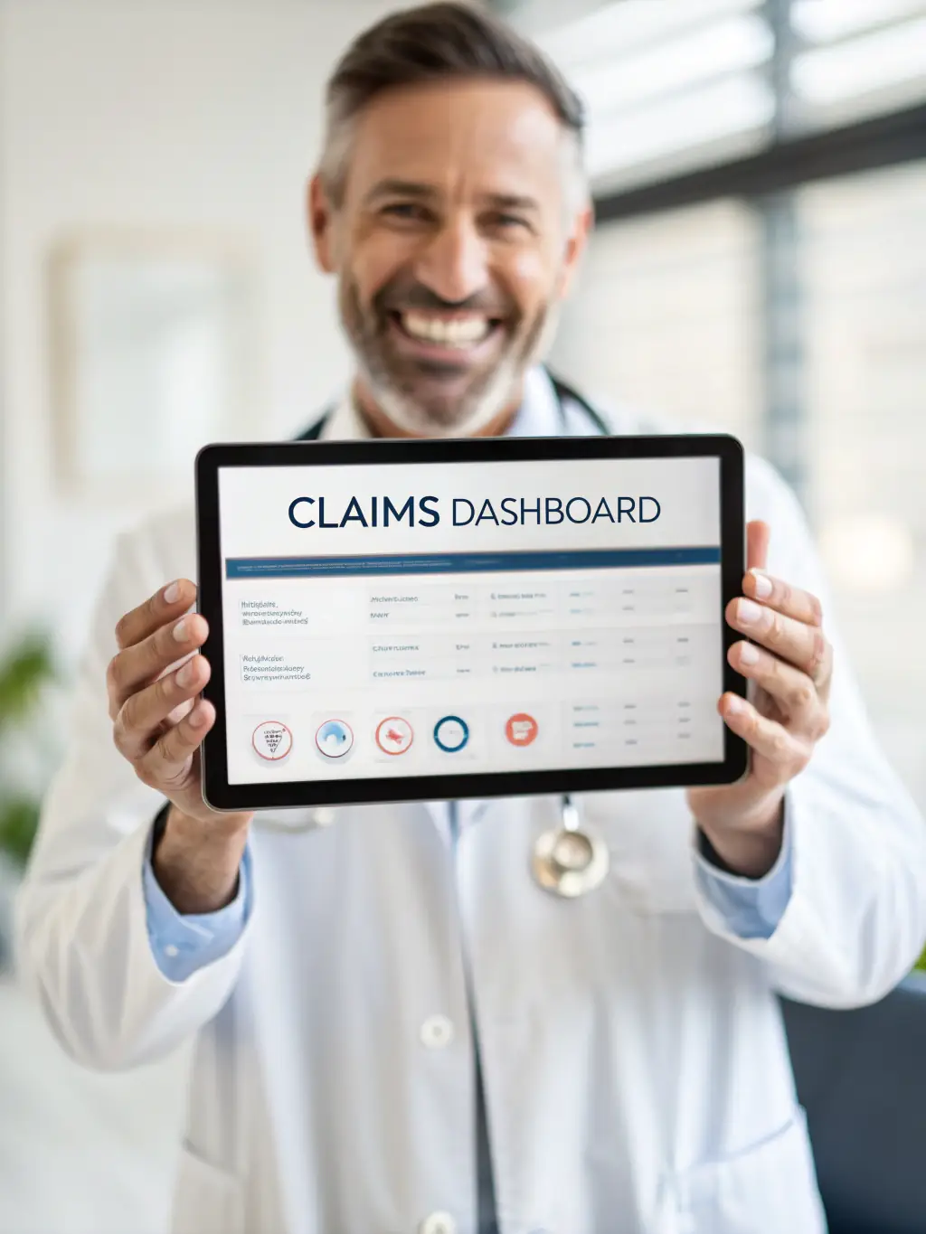 A medical professional using a tablet with seamless connectivity, highlighting the importance of reliable network uptime for accessing patient records and critical medical applications.